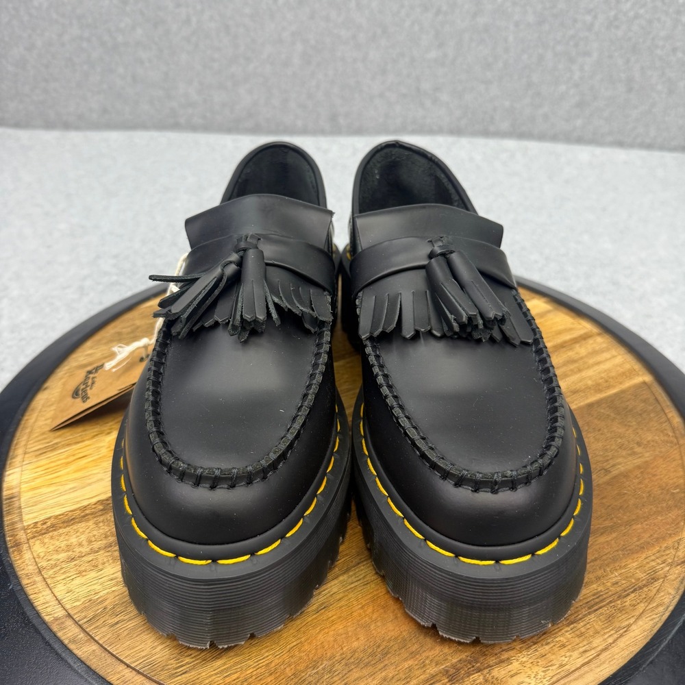 Dr. Martens Adrian Quad Tassel Loafers Black Smooth Leather Platform Shoes 9 - Picture 2 of 7